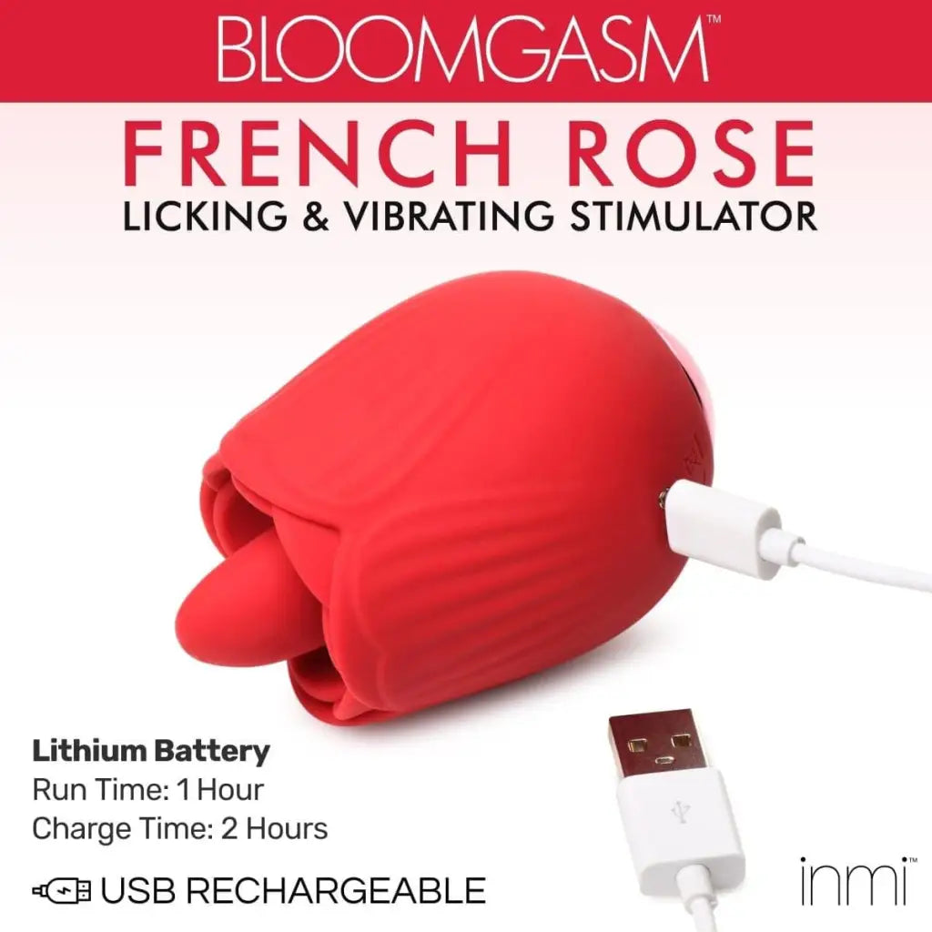 Bloomgasm Stimulators Red Bloomgasm 10x French Rose Licking And Vibrating Stimulator at the Haus of Shag