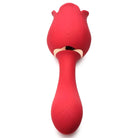 Bloomgasm Regal Rose Licking Rose Vibrator: Red silicone massager with bulbous head and handle