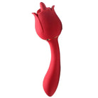 Bloomgasm Regal Rose Licking Rose Vibrator: a red silicone toy shaped like a rose bud on a stem