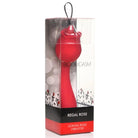 Close-up of the Bloomgasm Regal Rose Licking Rose Vibrator in clear packaging