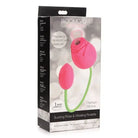 Bloomgasm Rose Duet - Pink silicone sex toy shaped like two connected rose buds in retail packaging