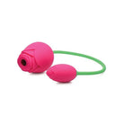 Pink Bloomgasm Rose Duet silicone sex toy with green cord connecting two parts