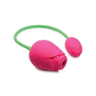 Bloomgasm Rose Duet: Pink Silicone Sex Toy with Green Elastic Cord for Enhanced Pleasure