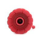 Red flower-shaped Bloomgasm Royalty Rose textured bicycle bell with a textured center