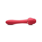 Bloomgasm Sweet Heart Rose red silicone massager, curved with gold band, suction rose