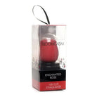 Red Bloomgasm Wild Rose 10x Stimulator in packaging with Enchanted Rose display case