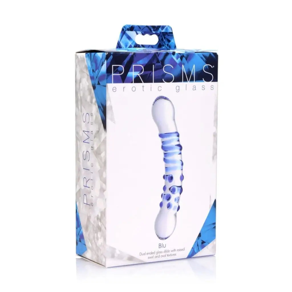 Prisms Glass Blu Dual Ended Glass Dildo at the Haus of Shag