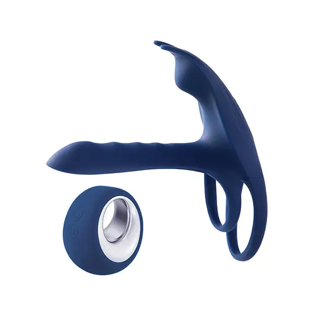 Blue Fox Vibrating Girth Enhancer Penis Sleeve - Blue - Penis Enhancement