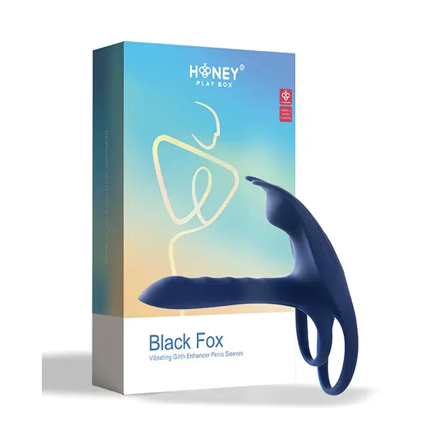 Blue Fox Vibrating Girth Enhancer Penis Sleeve - Blue - Penis Enhancement