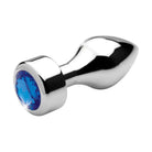 Booty Sparks Blue Gem Weighted Anal Plug: elegant metallic design with blue gemstone base