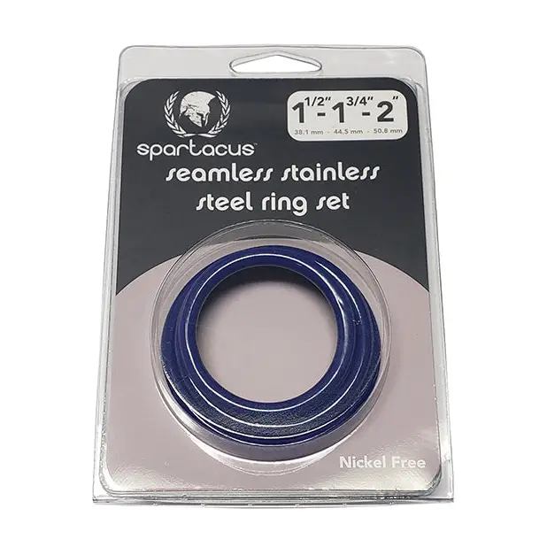 Blue Stainless Steel C-ring Set - 1.5 1.75’’ 2’’ ’ - Cock Ring