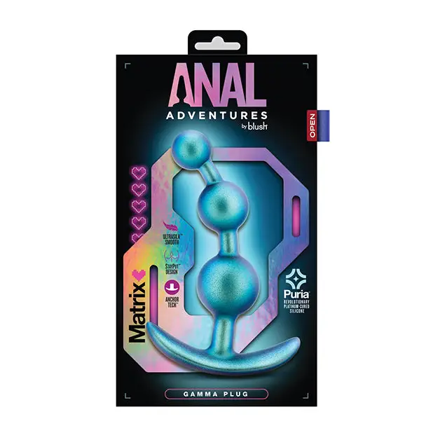 Anal Adventures Matrix By Blush Gamma Beaded Butt Plug - Blue - Butt Plug