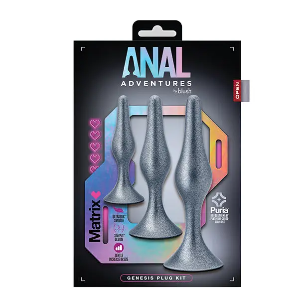 Anal Adventures Matrix By Blush Matrix Genesis Plug Kit - Silver - Butt Plug