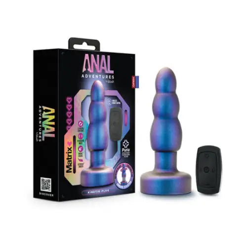 Anal Adventures Matrix By Blush Kinetik Plug with Remote - Blue - Powered Butt Plug