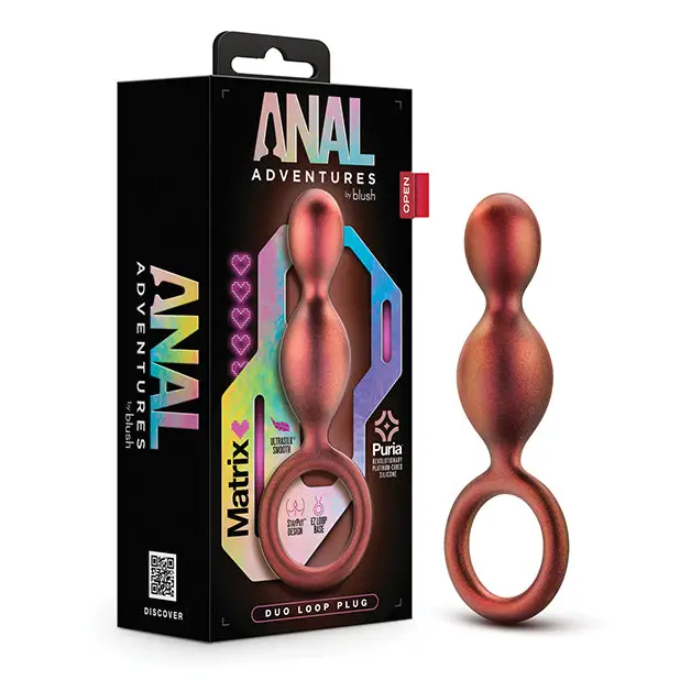 Anal Adventures Matrix By Blush Silicone Duo Loop Plug - Copper - Anal Beads