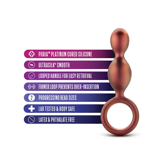 Anal Adventures Matrix By Blush Silicone Duo Loop Plug - Copper - Anal Beads