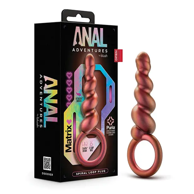 Anal Adventures Matrix By Blush Spiral Loop Anal Plug - Copper - Anal Beads