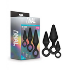 Blush Anal Adventures Platinum Silicone 3-Piece Loop Plug Kit - Black - Butt Plug