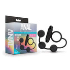 Blush Anal Adventures Platinum Silicone Anal Beads with Vibrating Cock Ring - Black - Cock Ring and Plug