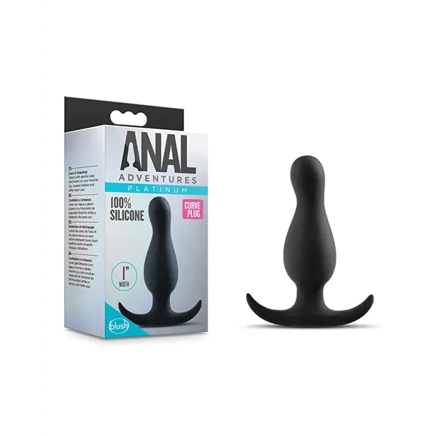 Blush Anal Adventures Platinum Silicone Curve Plug - Black - Butt Plug