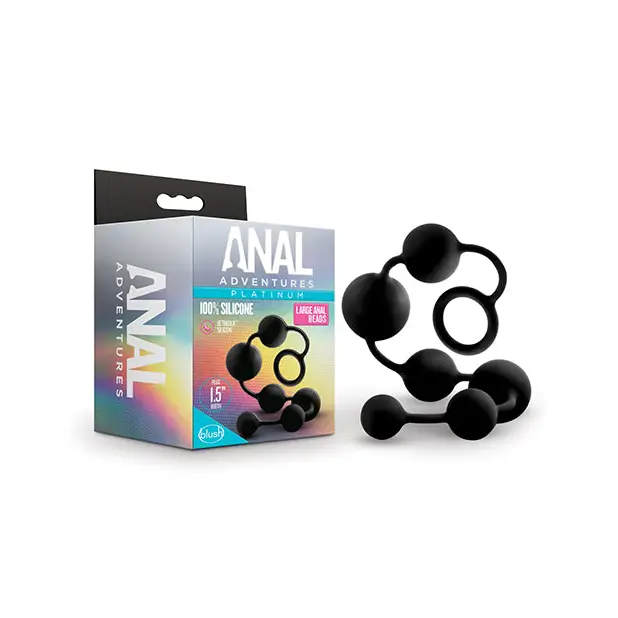 Blush Anal Adventures Platinum Silicone Large Anal Beads - Black - Anal Beads