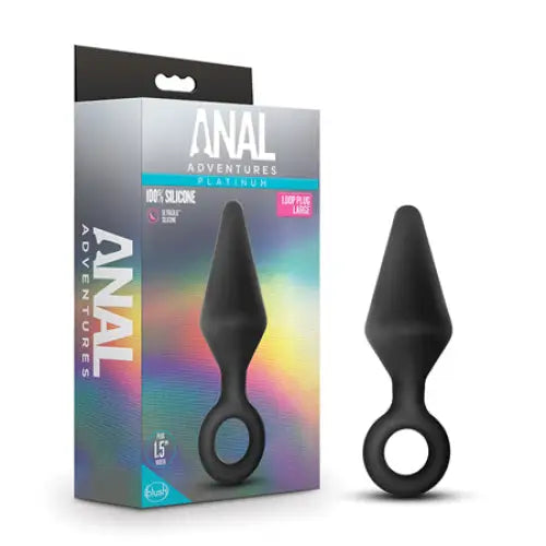 Blush Anal Adventures Platinum Silicone Loop Plug - Black / Large - Butt Plug