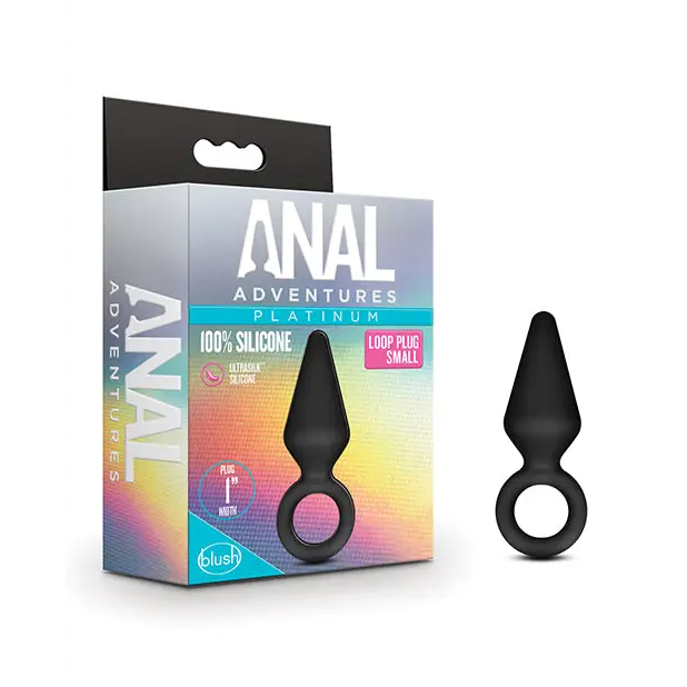 Blush Anal Adventures Platinum Silicone Loop Plug - Black / Small - Butt Plug