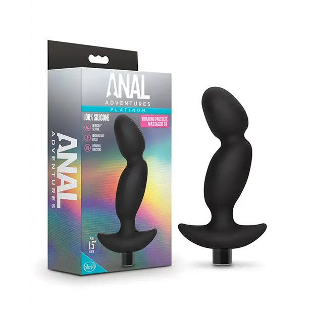 Blush Anal Adventures Platinum Silicone Rechargeable Vibrating Prostate Massager 04 - Black - Powered Butt Plug