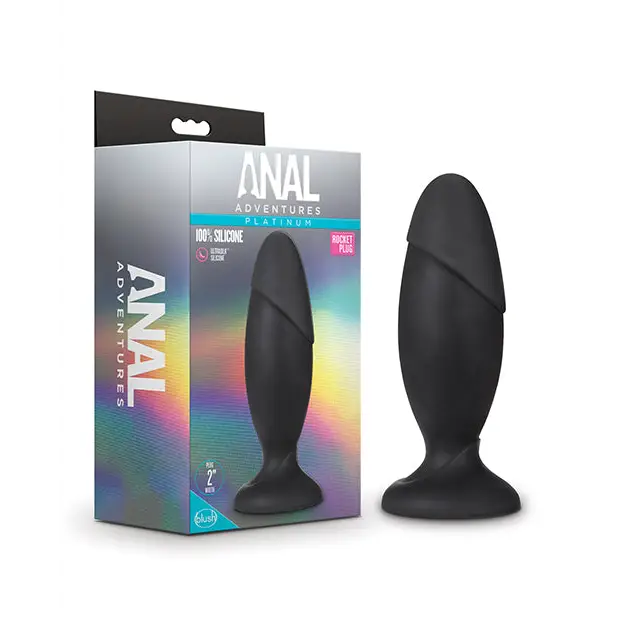 Blush Anal Adventures Platinum Silicone Rocket Plug Black - Butt Plug