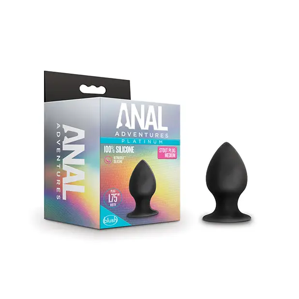 Blush Anal Adventures Platinum Silicone Anal Stout Plug - Medium / Black - Butt Plug