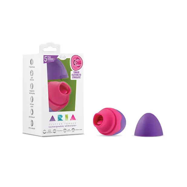 Blush Aria Flutter Tongue Rechargeable Silicone Flicking Vibrator - Purple - Stimulators