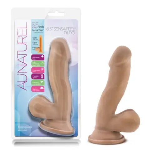 Blush Au Naturel 6.5 in. Posable Dual Density Dildo with Balls & Suction Cup Tan - Realistic Dildo