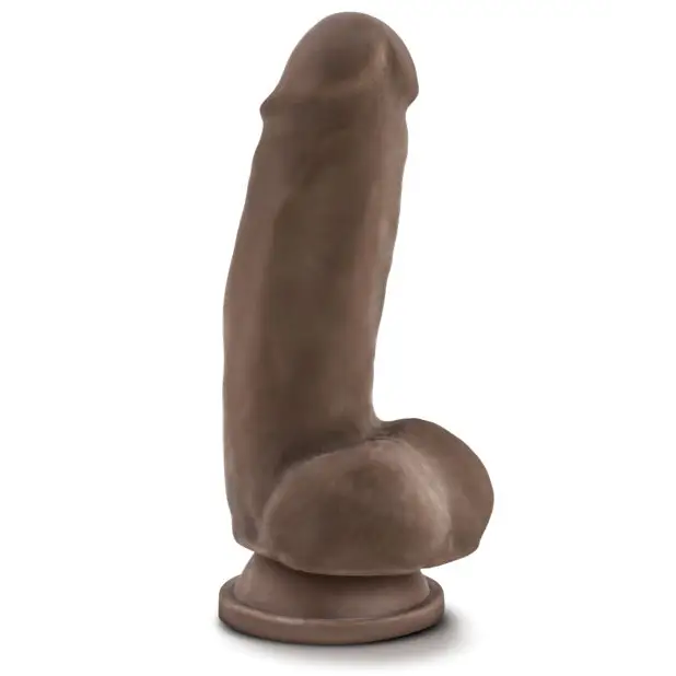 Blush Au Naturel 7 in. Fat Boy Posable Dual Density Dildo with Balls & Suction Cup Brown - Realistic Dildo