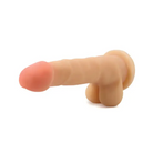 Toy finger with pink thumb close-up for Blush Au Naturel Dual Density Dildo with Suction Cup