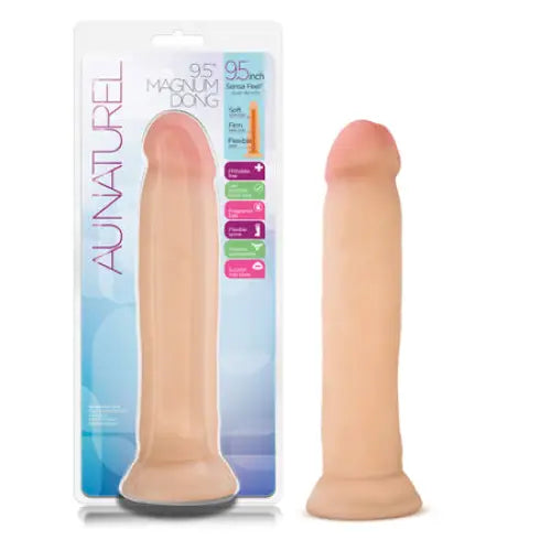 Blush Au Naturel 9.5 in. Magnum Dong Posable Dual Density Dildo with Suction Cup Beige - Realistic Dildo