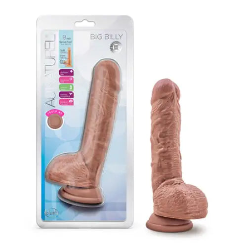 Blush Au Naturel Big Billy 9 in. Posable Dual Density Dildo with Balls & Suction Cup Tan - Realistic Dildo