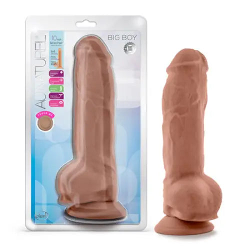 Blush Au Naturel Big Boy 10 in. Posable Dual Density Dildo with Balls & Suction Cup Tan - Realistic Dildo