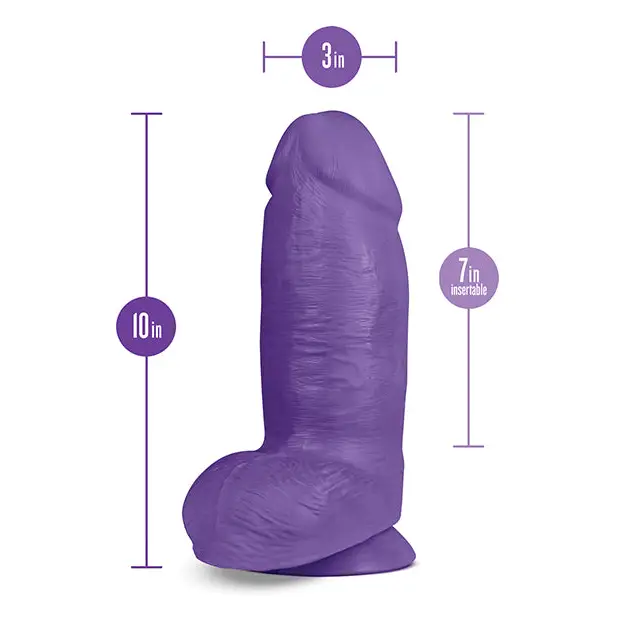 Blush Au Naturel Bold Chub 10 in. Posable Dual Density Dildo with Balls & Suction Cup Purple - Realistic Dildo