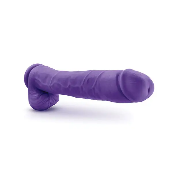 Blush Au Naturel Bold Daddy 14 in. Posable Dual Density Dildo with Balls & Suction Cup Purple - Realistic Dildo