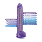 Blush Au Naturel Bold Daddy 14 in. Posable Dual Density Dildo with Balls & Suction Cup Purple - Realistic Dildo