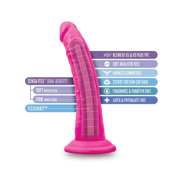 Blush Au Naturel Bold Jack 7 in. Posable Dual Density Dildo with Suction Cup Purple - Realistic Dildo