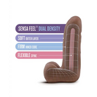 Blush Au Naturel Carlito dual density dildo with balls and internal structure diagram