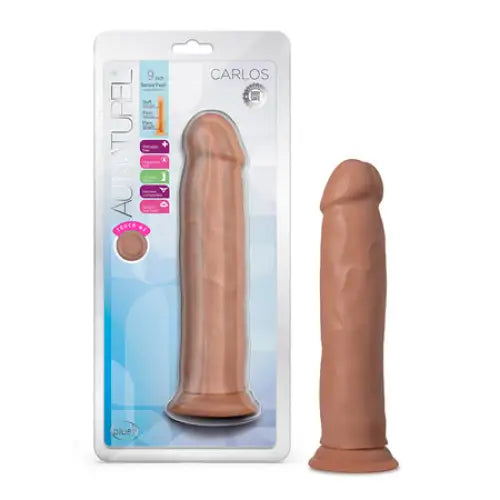 Blush Au Naturel Carlos 9 in. Posable Dual Density Dildo with Suction Cup Tan - Realistic Dildo