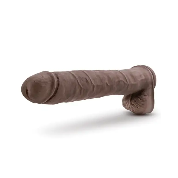 Blush Au Naturel Daddy 14 in. Posable Dual Density Dildo with Balls & Suction Cup Beige - Realistic Dildo