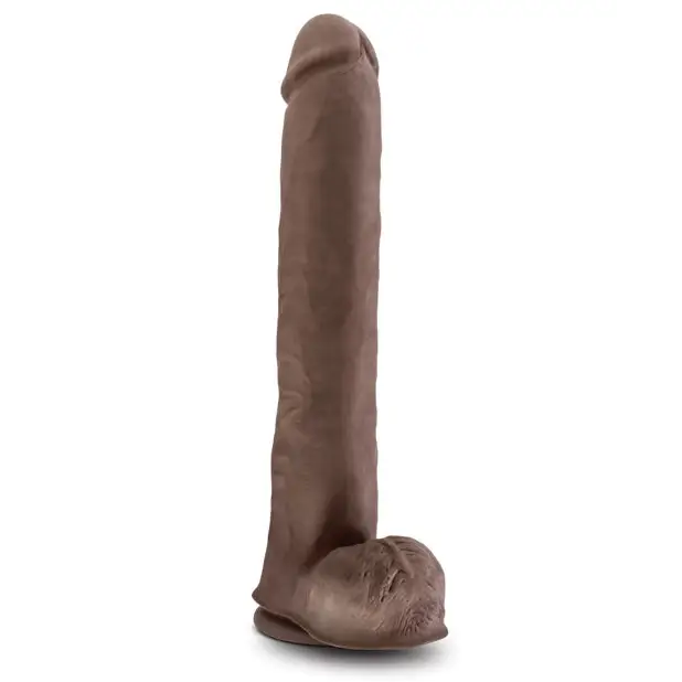 Blush Au Naturel Daddy 14 in. Posable Dual Density Dildo with Balls & Suction Cup Beige - Realistic Dildo