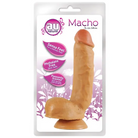 Blush Au Naturel Macho 8.5 in. Posable Dual Density Dildo with Balls & Suction Cup Tan - Realistic Dildo