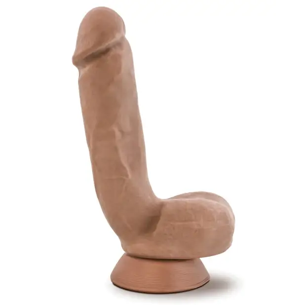 Blush Au Naturel Macho 8.5 in. Posable Dual Density Dildo with Balls & Suction Cup Tan - Realistic Dildo