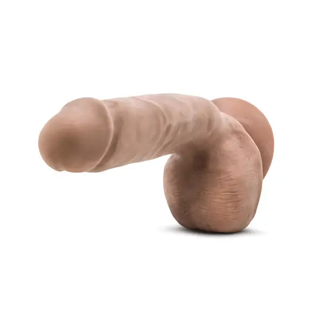 Blush Au Naturel Macho 8.5 in. Posable Dual Density Dildo with Balls & Suction Cup Tan - Realistic Dildo