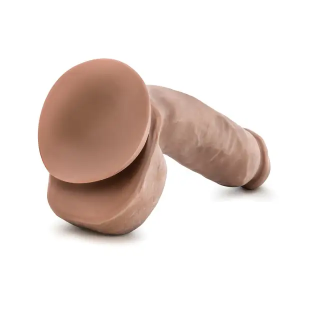 Blush Au Naturel Macho 8.5 in. Posable Dual Density Dildo with Balls & Suction Cup Tan - Realistic Dildo