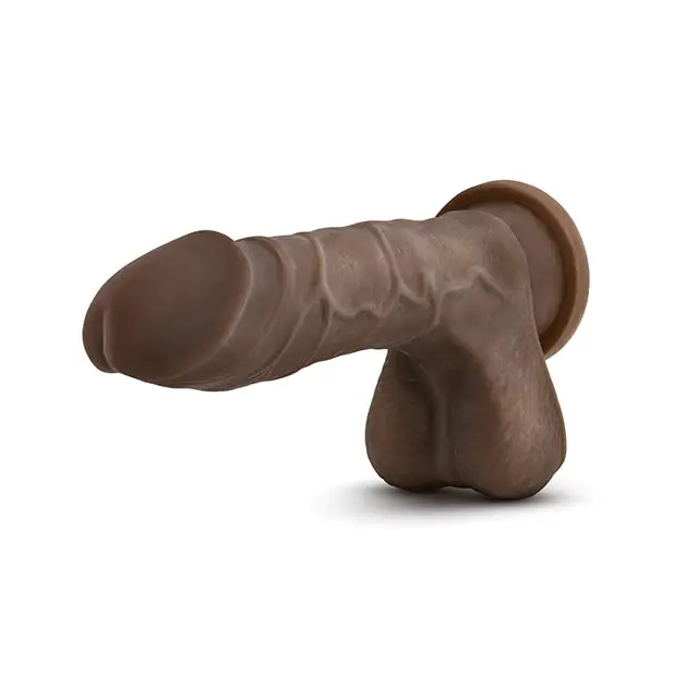 Blush Au Naturel Mister Perfect 8.5 in. Posable Dual Density Dildo with Balls & Suction Cup Brown - Realistic Dildo